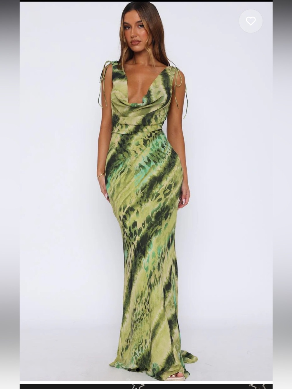 Green White Fox Maxi Dress